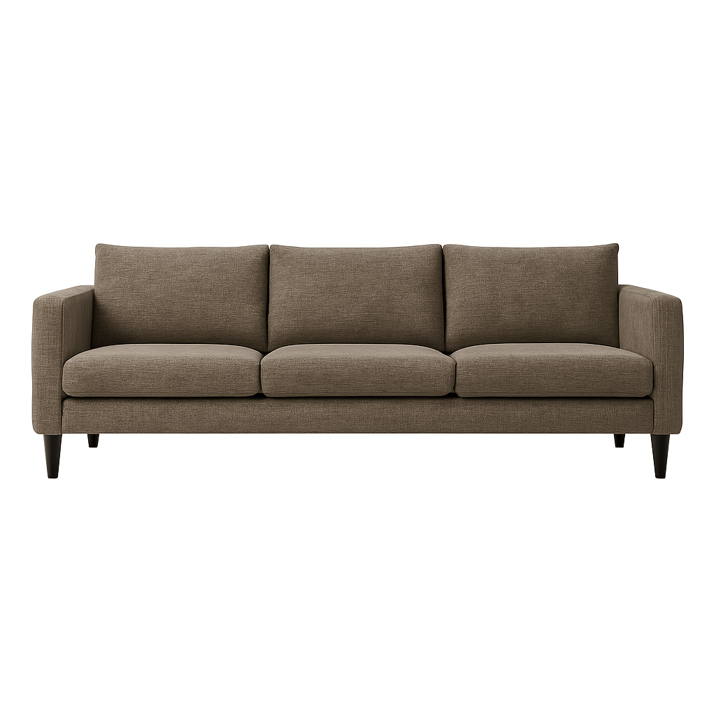 Fitz Modern Sofa in Kenley Indigo detail view - mid-century channel-arm sofa by Stylus - Whats New Furniture Portland OR