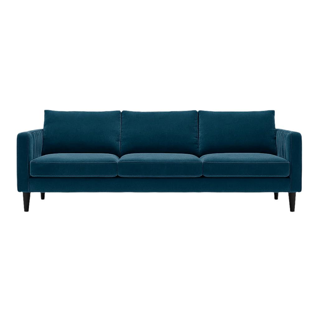 Fitz Modern Sofa in Kenley Indigo - mid-century channel-arm sofa by Stylus - Whats New Furniture Portland OR