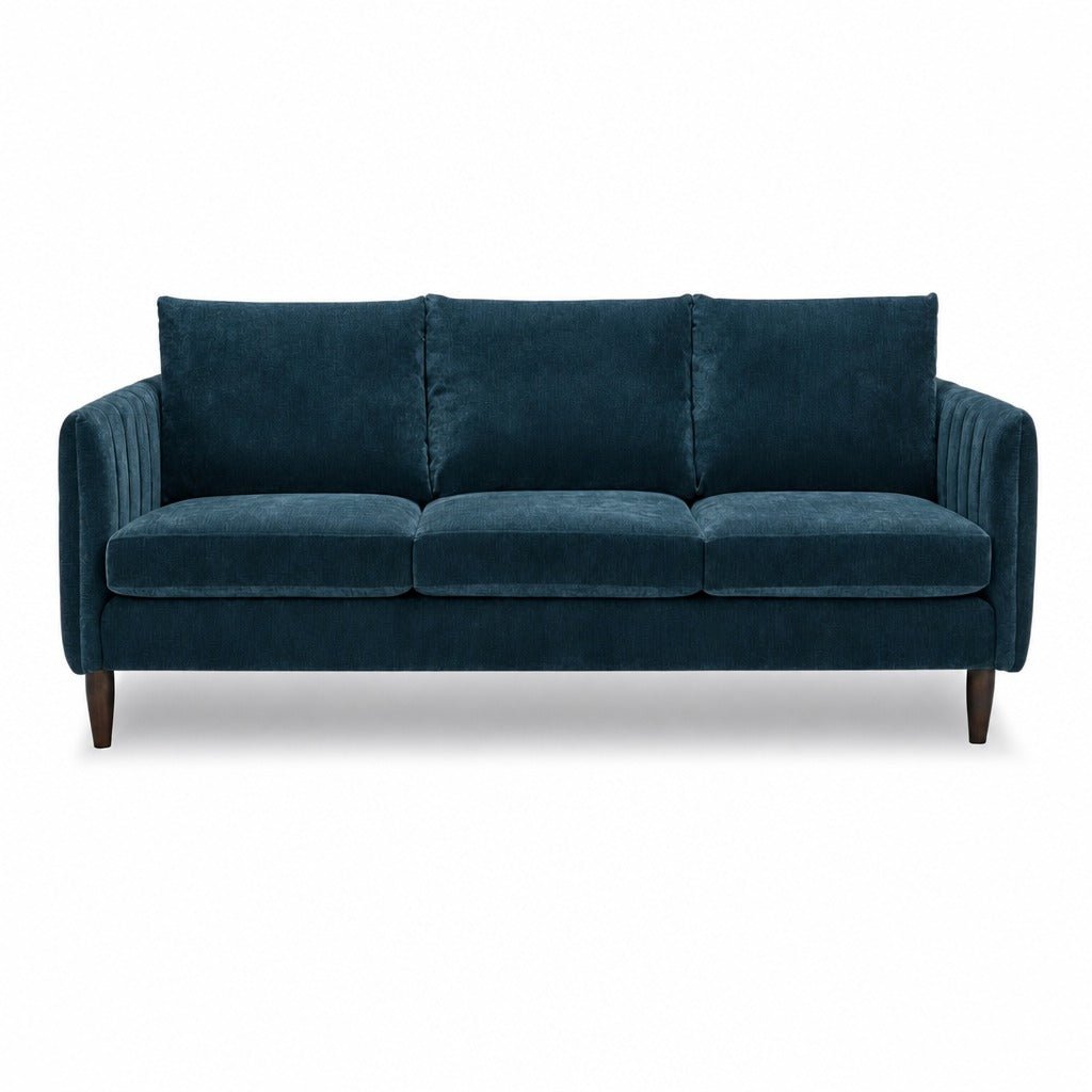 Fitz Modern Sofa in Kenley Indigo - mid-century channel-arm sofa by Stylus - Whats New Furniture Portland OR