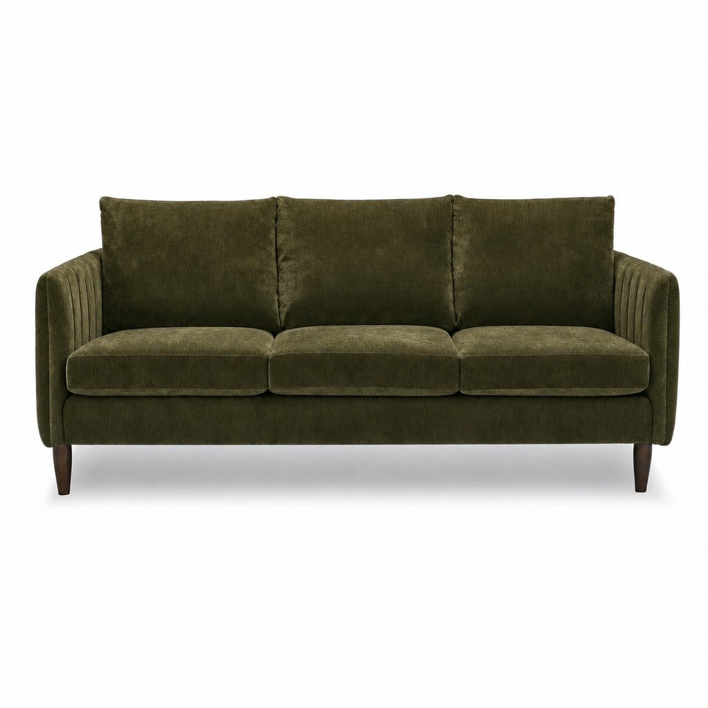 Fitz Modern Sofa in Mythic Olive - mid-century channel-arm sofa by Stylus - Whats New Furniture Portland OR