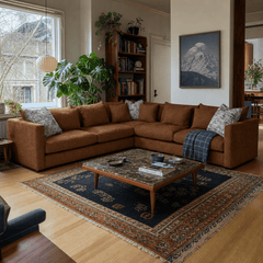 Haze Sectional Sofa in Nexus Toffee styled in a Portland home - Whats New Furniture