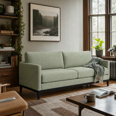 Inga Sofa in Marley Basil styled in a Portland living room - Pacific Northwest sofa by Stylus - Whats New Furniture Portland OR