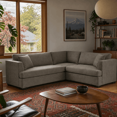 Jema Sectional Sofa in Levi Carbon styled in a Portland home - Whats New Furniture