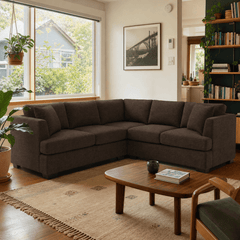 Jema Sectional Sofa in Levi Raisin styled in a Portland home - Whats New Furniture