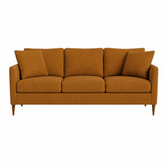 Josie Sofa in Tempest Gold front view - amber gold track arm sofa by Stylus - Whats New Furniture Portland OR