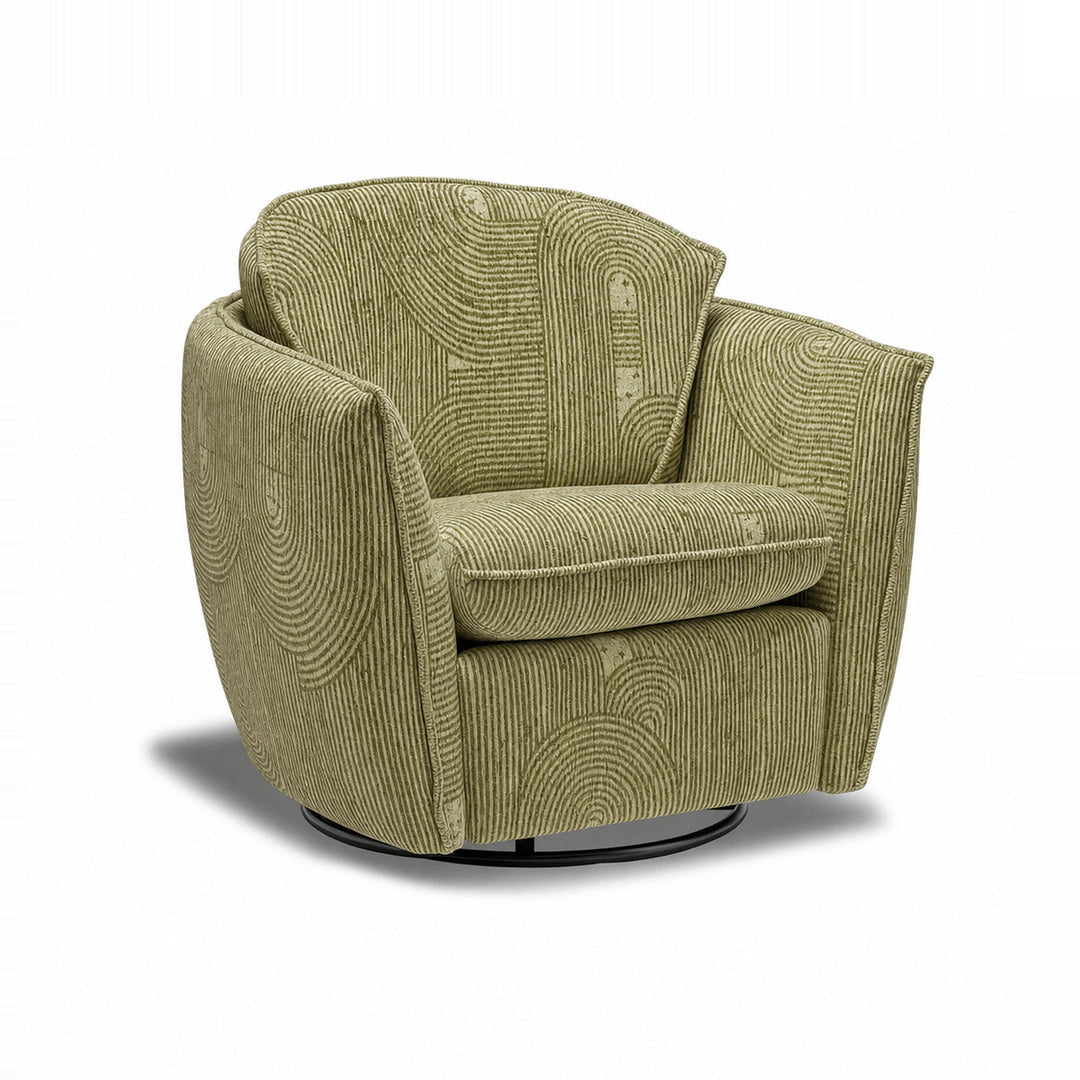 Luna Swivel-Glider Chair in Junction Cumin — studio front view - Stylus - Whats New Furniture Portland OR