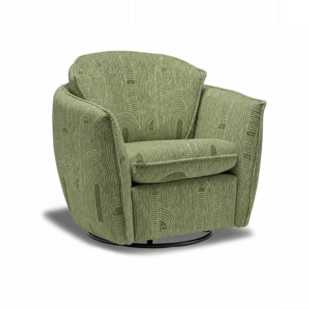 Luna Swivel-Glider Chair in Junction Thyme — studio front view - Stylus - Whats New Furniture Portland OR