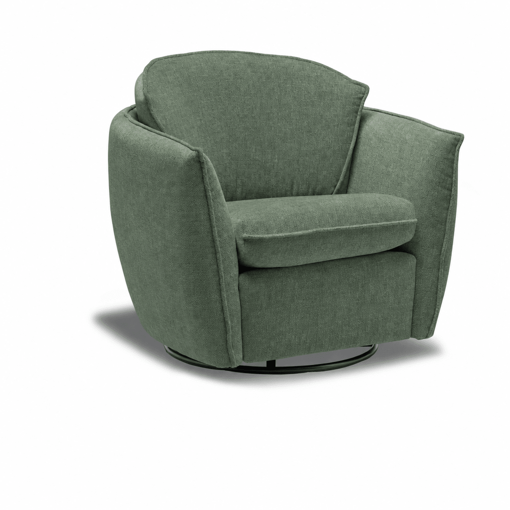Luna Swivel-Glider Chair in Cody Clover front view - chair by Stylus - Whats New Furniture Portland OR
