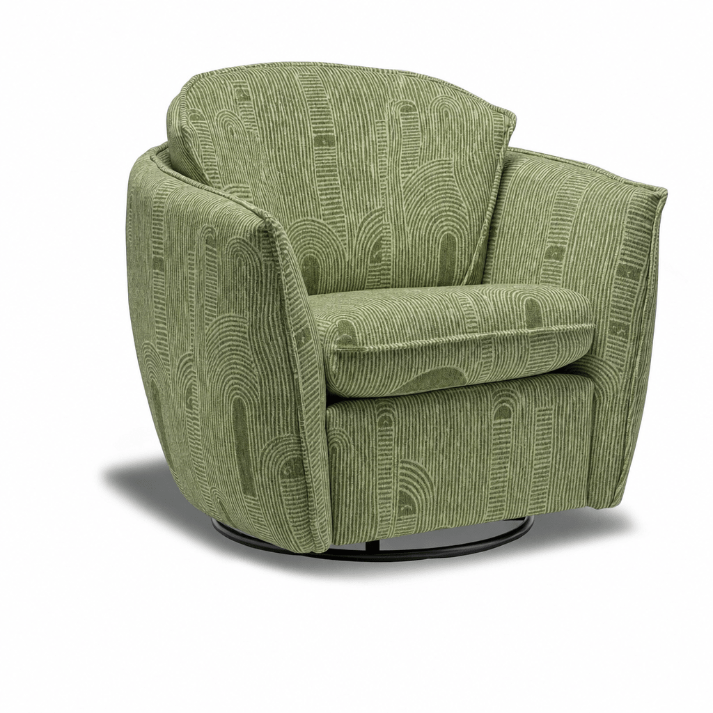 Luna Swivel-Glider Chair in Junction Thyme front view - chair by Stylus - Whats New Furniture Portland OR