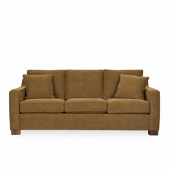 Metro Transitional Sofa in Paso Hazelnut front view - warm golden-brown chenille sofa by Stylus - Whats New Furniture Portland OR