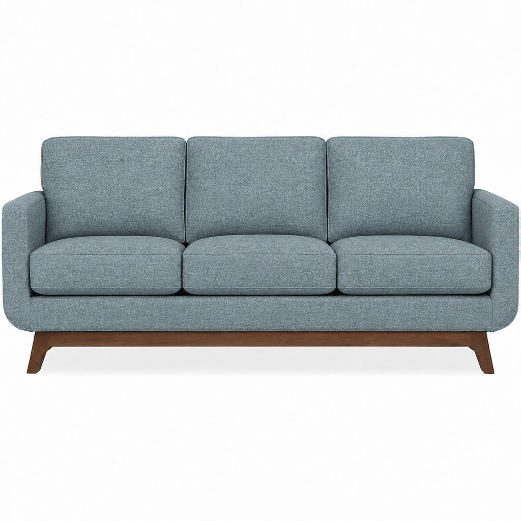 Myer Sofa in Cody Steel — studio front view - custom fabric sofa by Stylus - Whats New Furniture Portland OR