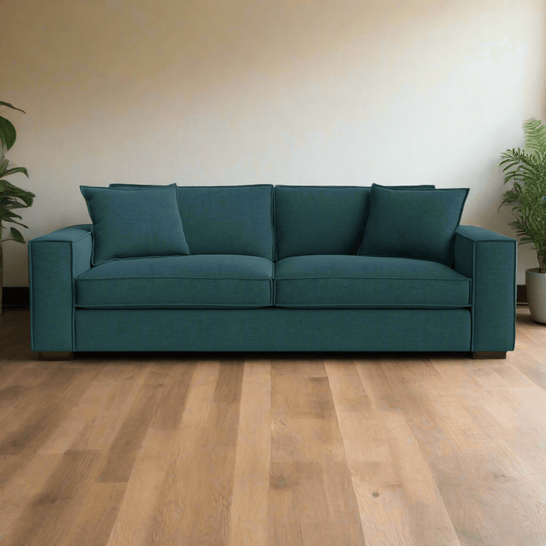 Rags Sofa in Nile Ocean variant lifestyle setting - Pacific Northwest sofa by Stylus - Whats New Furniture Portland OR