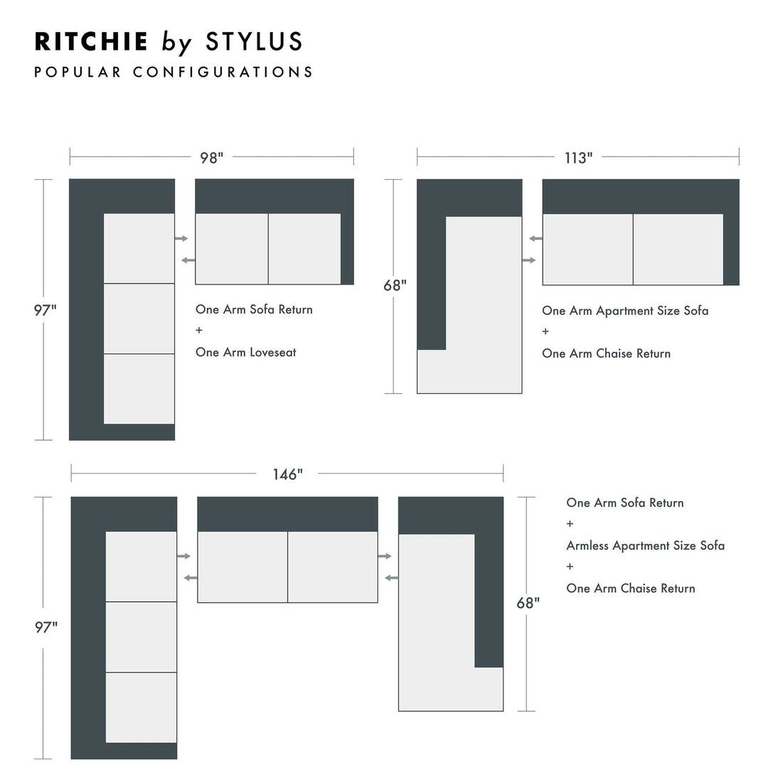 Ritchie Custom Sofa / Sectional sectional configuration view - custom sofa sectional by Stylus - Whats New Furniture Portland OR