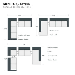 Sophia Custom Sofa / Sectional sectional configuration view - custom sofa sectional by Stylus - Whats New Furniture Portland OR