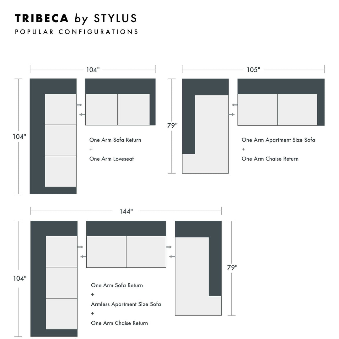 Tribeca Custom Sofa / Sectional sectional configuration view - custom sofa sectional by Stylus - Whats New Furniture Portland OR