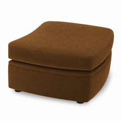 Whirl Ottoman in Nexus Toffee front view - upholstered ottoman by Stylus - Whats New Furniture Portland OR
