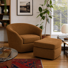 Whirl Swivel Chair in Nexus Toffee styled in a Portland home - Whats New Furniture