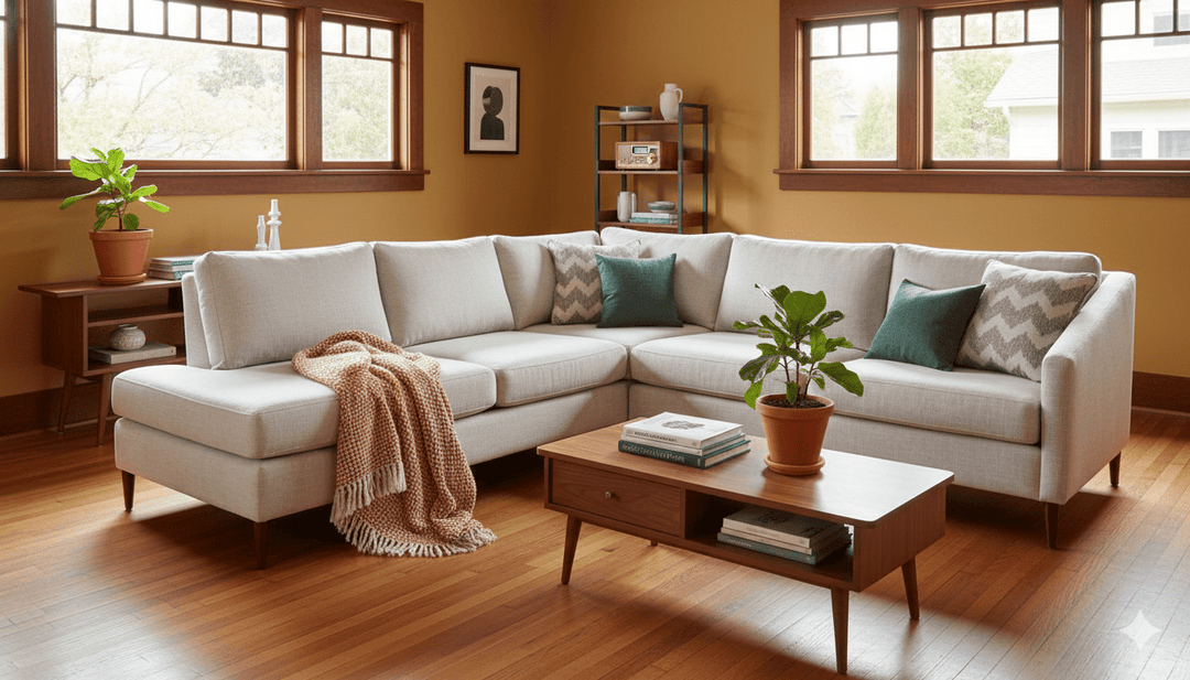 Wilson Open Chaise Sectional in Dodworth Mica back view - mid-century open-chaise sectional by Stylus - Whats New Furniture Portland OR