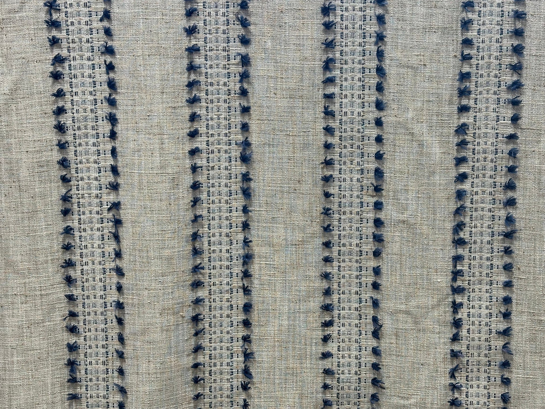 Sugar and Spice Indigo Cut-Yarn Throw Pillow fabric close-up by Decor Fifty-Five - Whats New Furniture Portland OR