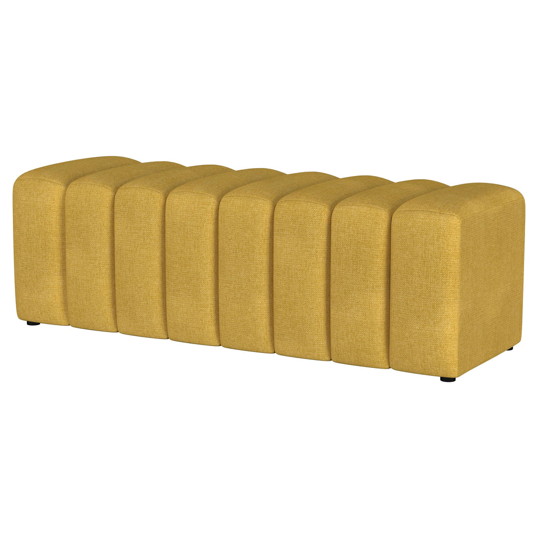 Summer Fabric Upholstered Tufted Accent Bench Mustard Yellow - What&