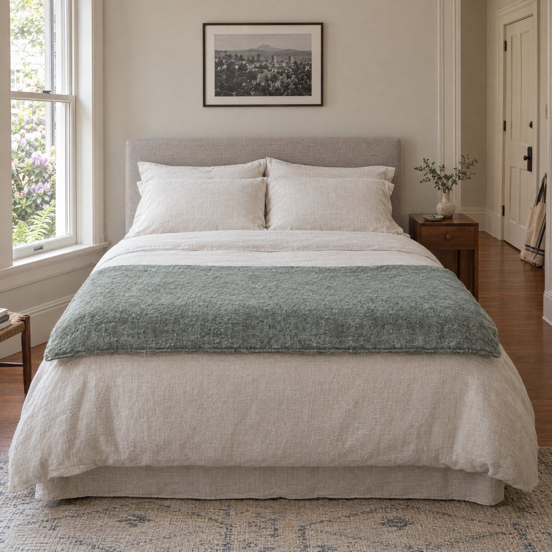 Summit Petite Duvet with Insert in Moss styled in a Portland home - Whats New Furniture