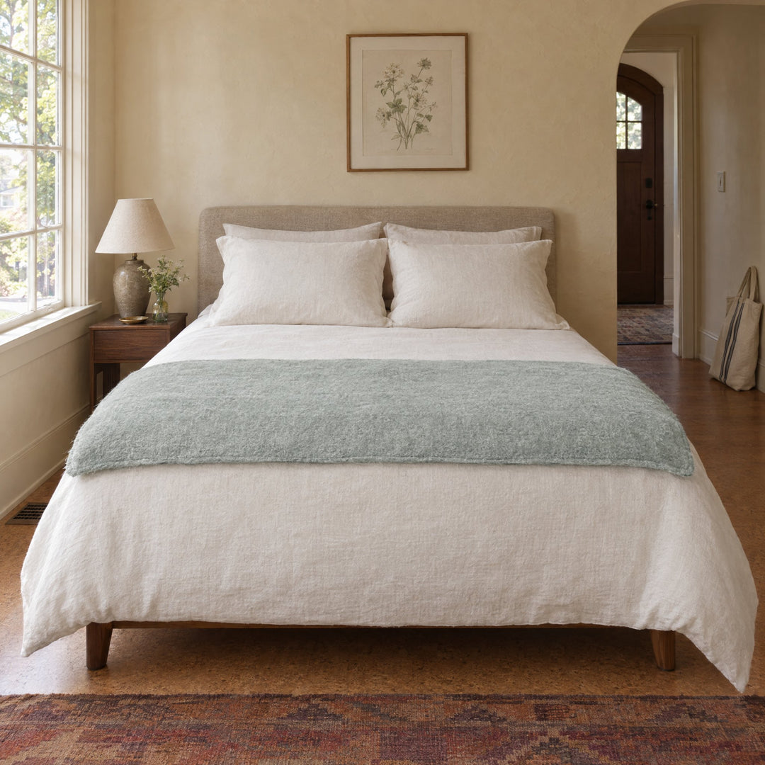 Summit Petite Duvet with Insert in Sea Glass styled in a Portland home - Whats New Furniture