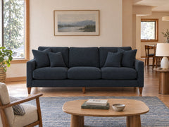 Summit Sofa in Peyton Navy styled in a Beaverton split-level home - Whats New Furniture Portland OR