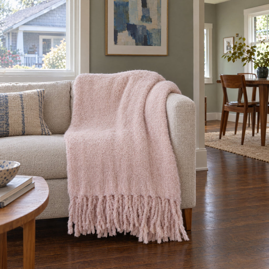 Summit Throw in Blush styled in a Portland home - Whats New Furniture