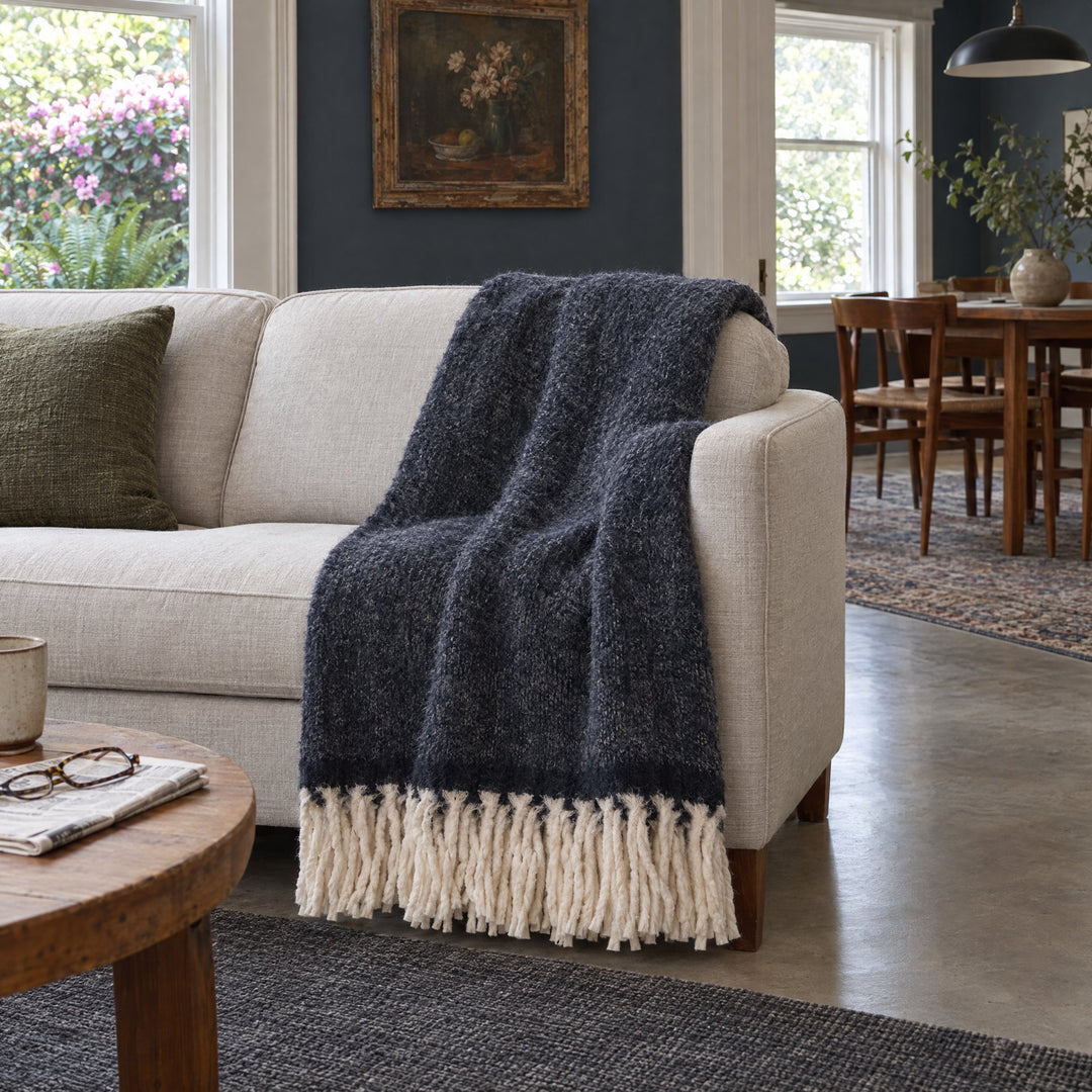 Summit Throw in Navy styled in a Portland home - Whats New Furniture