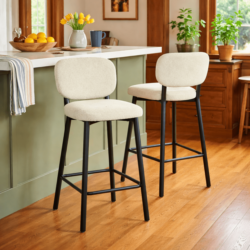 Swan Counter Stool in Cedar Boucle side angle - boucle counter stool by Unique Furniture - Whats New Furniture Portland OR