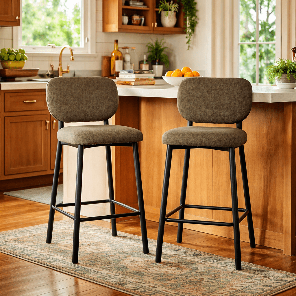 Swan Counter Stool in Forest Green Boucle corner detail - boucle counter stool by Unique Furniture - Whats New Furniture Portland OR