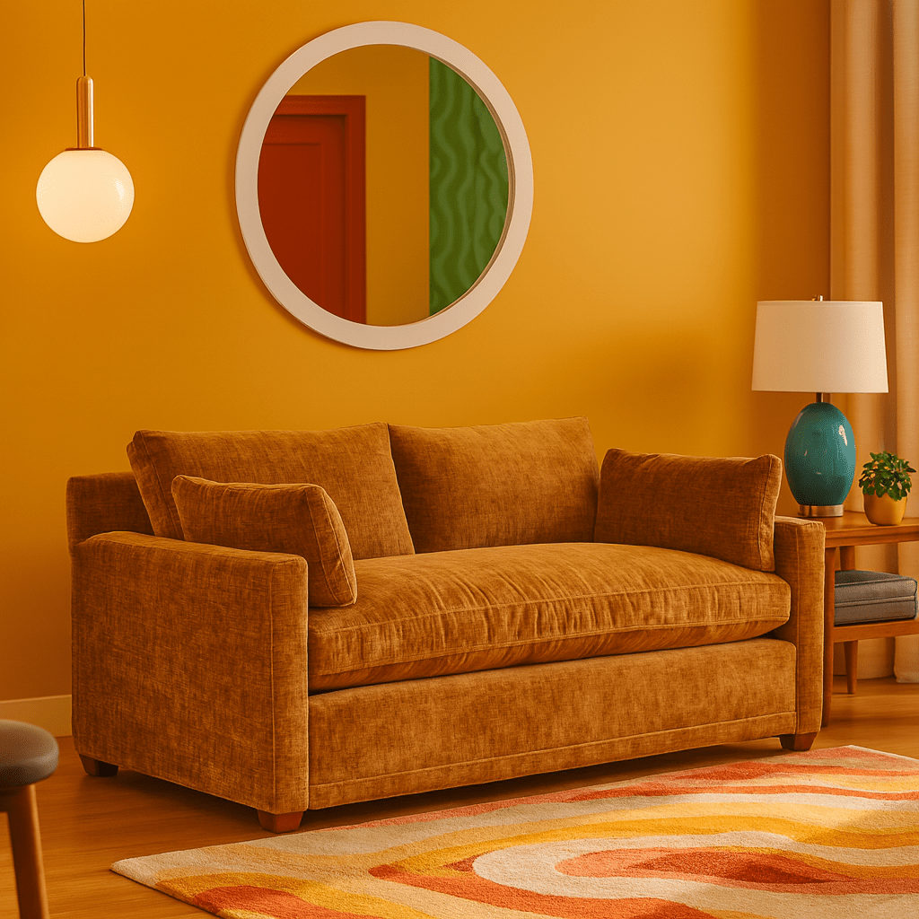 Sylvie Serenity Sleeper Sofa in Burnished Bronze room setting - queen sleeper sofa by Rowe - Whats New Furniture Portland OR