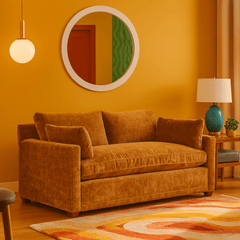 Sylvie Serenity Sleeper Sofa in Burnished Bronze room setting - queen sleeper sofa by Rowe - Whats New Furniture Portland OR