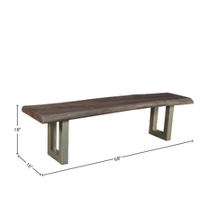 Taj Dining Bench in Vinegar Acrylic Matte spec sheet - acacia dining bench by LH Imports - Whats New Furniture Portland OR