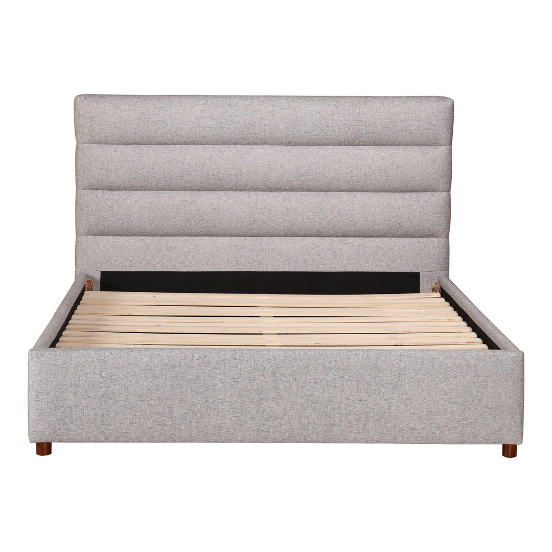 Takio Queen Bed Frame in Light Grey - tufted velvet queen bed by Moe&
