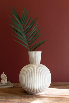 Tall Stone Composite Fluted Bulb Vase by Kalalou - product view