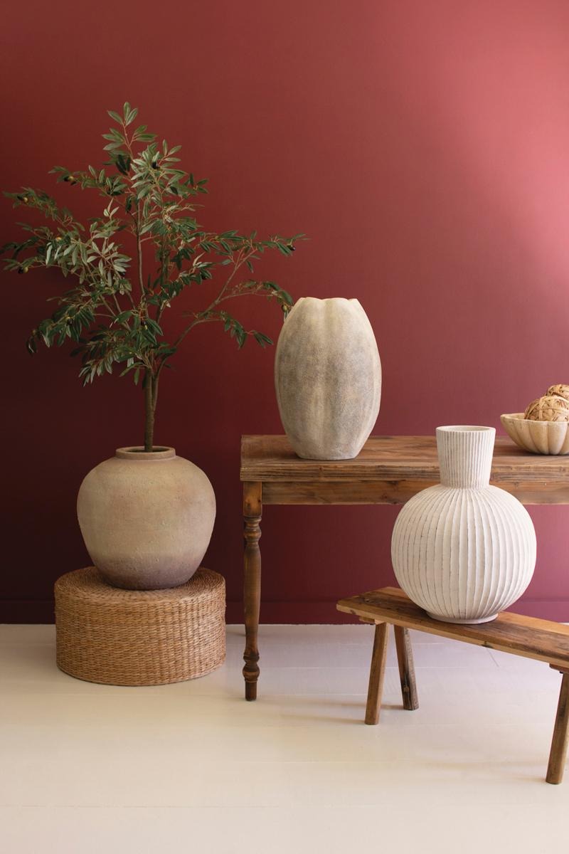 Tall Stone Composite Fluted Bulb Vase by Kalalou - alternate product view 2