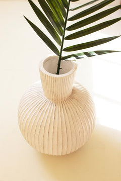 Tall Stone Composite Fluted Bulb Vase by Kalalou - alternate product view 4