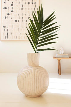 Tall Stone Composite Fluted Bulb Vase by Kalalou - alternate product view 5