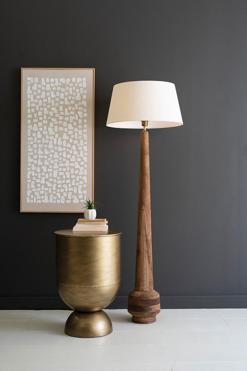 Tall Wooden Floor Lamp with Fabric Shade by Kalalou - alternate product view 2