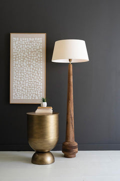 Tall Wooden Floor Lamp with Fabric Shade by Kalalou - alternate product view 2