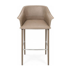 Taupe recycled leather counter-height bar stools shown as a set of four - Whats New Furniture Portland OR
