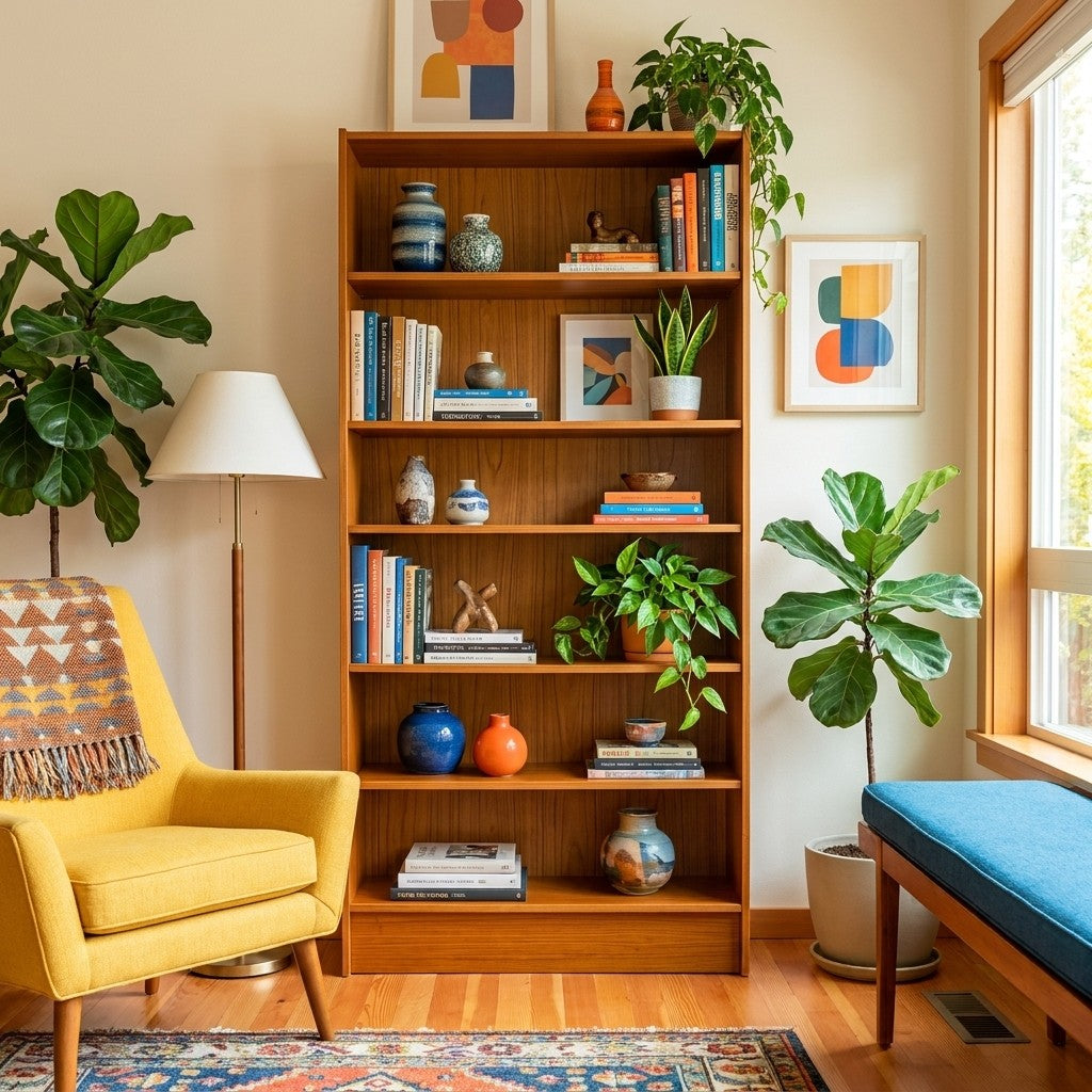 Tall Teak Contemporary Bookcase - view 5
