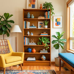 Tall Teak Contemporary Bookcase - view 5