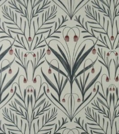 Tendril Williamsburg botanical print throw pillow fabric detail by Decor Fifty-Five - Whats New Furniture Portland OR