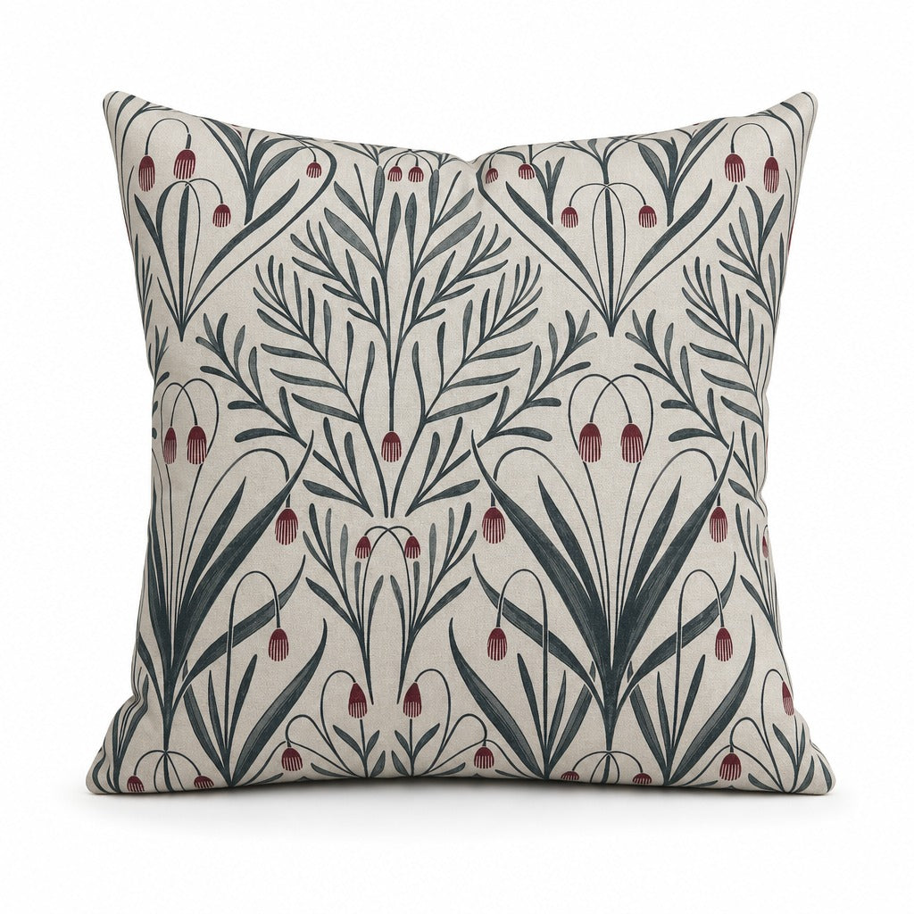 Tendril Williamsburg botanical throw pillow front view by Decor Fifty-Five - Whats New Furniture Portland OR