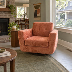 Hughes Glider Armchair by Joybird in Pink styled in a Portland home - Whats New Furniture