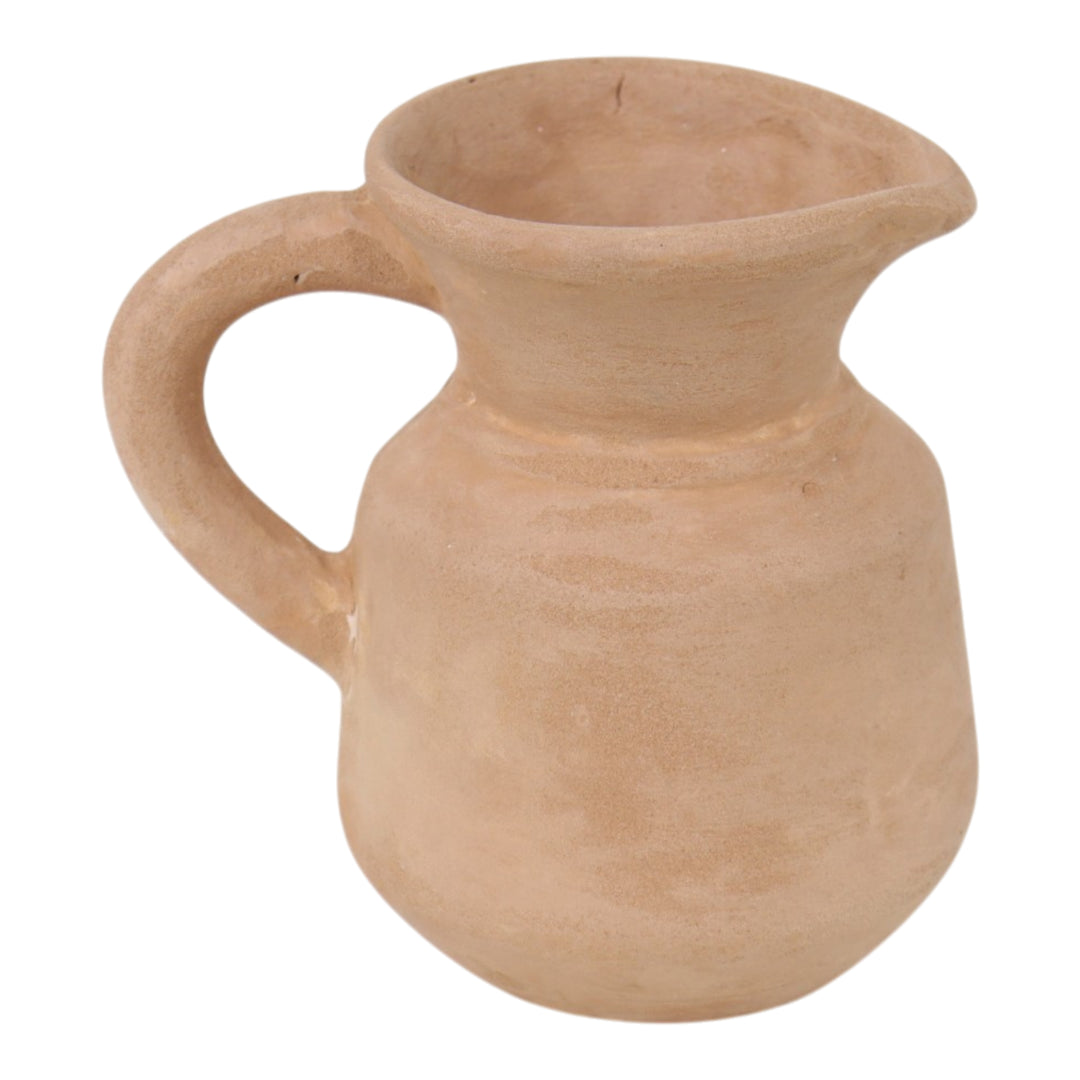 Terracotta Pitcher Bud Vase 6", Natural handle side view - bud vase by Sagebrook Home - Whats New Furniture Portland OR