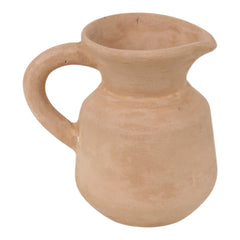 Terracotta Pitcher Bud Vase 6", Natural handle side view - bud vase by Sagebrook Home - Whats New Furniture Portland OR