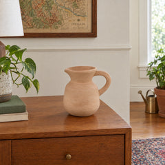 Terracotta Pitcher Bud Vase 6", Natural styled in a Portland living room - Whats New Furniture